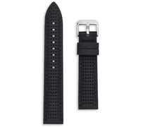 Perforated Silicone Divers Watch Strap | Premium Black Replacement Dive Band | 22 mm Black Stitch | Tropical Rubber Racing Sports | Spring Bars and Tool Included (Black Stitching, 22mm)
