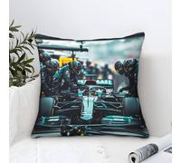 Perform A Pit Stop Themed Microfiber Cushion Cover, 40x40cm Formulaone Decorative Square Throw Pillow Case for Couch Livingroom Sofa Bed
