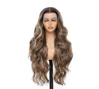 Performance costumes 13x4 Highlight Body Wave Transparent Lace Front Wigs 30 Inch Ombre Brown Synthetic Hair Daily Life Wig Daily wear