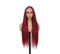 Performance costumes 4X4 Burgundy Color Straight Lace Front Wig Ombre Brown 36 Inches Long Synthetic Hair Daily wear