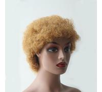 Performance costumes Curly Bob Human Hair Wigs Color for Women Short Pixie Cut Wig Daily wear(Honey blonde)