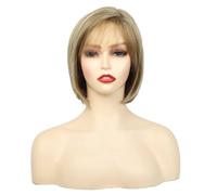 Performance costumes Light brown gold short bangs wig for women with straight hair for daily commuting Daily wear