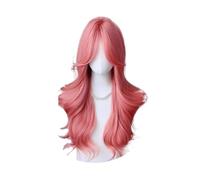 Performance costumes Orange Pink Long Wavy Synthetic Wigs Middle Part Heat Resistant Cosplay Party Daily Hair Wig Daily wear