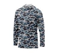 Performance Fishing Hoodie Shirt for Men Women UPF UV 50+ Lightweight With Hood, Blue Camo, XXL