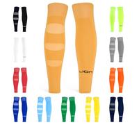 Performance Football Sock Sleeves - Premium LION BREATHE Technology - Breathable Mesh To Reduce Pressure On Calf Muscles (UK, Alpha, L, Amber)