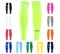 Performance Football Sock Sleeves - Premium LION BREATHE Technology - Breathable Mesh To Reduce Pressure On Calf Muscles (UK, Alpha, L, Neon Yellow)