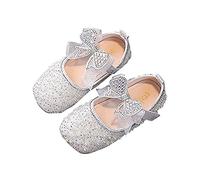 Performance Girls Dance Shoes with Pearls Rhinestone Shine Effects for Little Princesses, silver, 6 UK Child