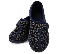 Performance Health Ladies Patterned Slippers - Adjustable Hook & Loop Closure, Soft Textile Lining, Non-Slip Rubber Sole - Comfortable, Machine Washable Support for Swollen Feet