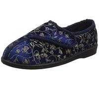 Performance Health Patterned Slippers for Ladies, Size 5, Blue, Comfortable Slippers with a Wide Opening for Swollen or Sore Feet, Comfortable Shoes for Wearing Around the House