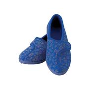 PERFORMANCE HEALTH Patterned Slippers for Ladies, Size 8, Blue, Comfortable Slippers with a Wide Opening for Swollen or Sore Feet, Comfortable Shoes for Wearing Around the House