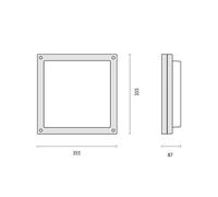 Performance in Lighting Bliz Square 40 wall lamp 3,000 K white dimmable