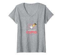 Performance of Cupid: Love Struck Romance for Valentines V-Neck T-Shirt, Women, Heather Grey, XXL