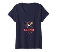 Performance of Cupid: Love Struck Romance for Valentines V-Neck T-Shirt, Women, Navy, S