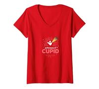Performance of Cupid: Love Struck Romance for Valentines V-Neck T-Shirt, Women, Red, XL