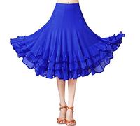 Performance Party Costume Latin Dance Women's Skirt - Latin Dances Waltz Tango Jazz Salsa Rumba Modern Dance Stretchy Midi Skirt Dance Dress for Women, darkblue, M