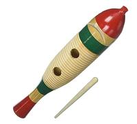 Performance Plus Guiro Puerto Rican Style, Hand Painted Wooden, Fish Shape with Scraper