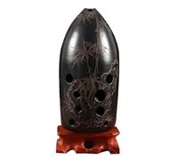 Performance Test 10 Holes Double Chamber Beginner Black Pottery Xun Ancient Xun F-tuned Musical Instrument(Style 1)