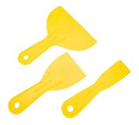 Performance Tool 1174 3 Pc. Plastic Putty Knife Set, 7 In., 1.5-6" Wide, Contoured Blades, Durable Polypropylene, Washable, Yellow