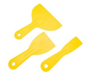 Performance Tool 1174 3 Pc. Plastic Putty Knife Set, 7 In., 1.5-6" Wide, Contoured Blades, Durable Polypropylene, Washable, Yellow