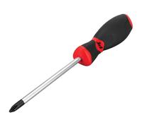Performance Tool #2 x 4 Phillips Screwdriver, Chrome Vanadium Steel, Corrosion-Resistant Satin Finish, Magnetic Tip, Ergonomic Grip Handle, Red/Black