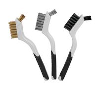 Performance Tool 20410 3 pc. Soft Grip Mini Brush Set - Detailing Brush, Metal Prep Brush Set, Remove Paint, Rust, Refinishing, Cleaning Brush Kit - Gray