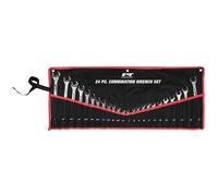 Performance Tool W1074 24 pc. SAE and Metric Combo Wrench Set: 1/4-in to 1-in and 7-22mm Sizes, Made of Heat-Treated Steel, Raised Panel Design, Black Roll Pouch for Easy Storage