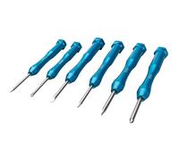 Performance Tool W80032 6-Piece Aluminum Precision Screwdriver Set with Clear Case, 3 Slotted, 3 Phillips, Rotating Cap Aluminum Handles, Precision Ground Tips, Blue Anodized Aluminum Handles