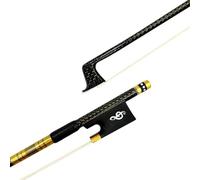 Performance Violin Bow 1pcs Best Professional Gold Silk Braided Grid Carbon Fiber 4 4 Violin Bow Fiddle Bow White Horesehair Black Horsetail(Style 1)