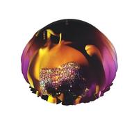Performer's Glow Print Shower Cap – Double Layer Bath Hair Cap with Elastic Band Lining, Ideal for Home Spa, Hotel, and Travel