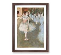 Performing Ballet Ballerina Dancers by Edgar Degas Framed Print | A2 Walnut Framed Wall Art | Ready to Hang | Modern Nature Picture | Living Room Bedroom Lounge Office