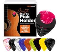 Performore 10 Pcs of Guitar Picks with 1-pc Guitar Random Color Holder for Acoustic Electric Guitar Bass Ukulele, Multicolor Picks for Every Guitarist with Stick-on Holder Adhesive Back