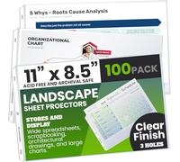 Performore 100 Sheet Protectors, Landscape Clear Sheet Protectors 8.5 X 11 Inch for 3 Ring Binder, Plastic Sheet Sleeves, Top Loading with 3 Hole-Punched Archival Safe, Non-Stick and Long-Lasting