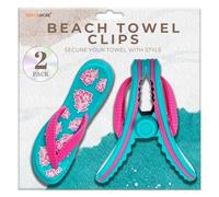 Performore 2-Pack Flip Flop Beach Towel Clips, Pink Strap, Plastic, Fun, Decorative Plastic Style