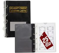 Performore Flight Crew Checklist Binder (Black) with 5 Loose Leaf Rings - Includes 25 Sheet Protectors and Business Card Size Pocket ON Front Cover for Label, for 8" X 5" Paper