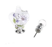 Perfume Atomiser， Perfume Atomiser Glass Bottle 10ml Refillable Orchid Heart Pattern White Purple 3.6x2.0 Inch