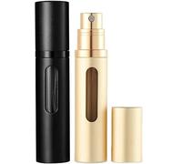 Perfume Atomiser Refillable Perfume Bottle for Travel, Leaking Proof Mini Empty Perfume Spray Bottle for Women and Men, 8ml - Matte Black & Gold