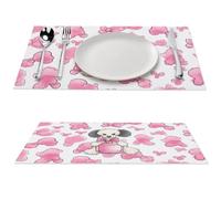 Perfume Bottle and Poodle Placemat, 4 PCS PVC Placemats Washable Non-Slip Place Mats for Dining Table, Wipeable Table Mat for Party Kitchen Dining Decor