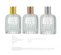 Perfume Bottle Atomiser, Portable Spray Bottle with Cap, Pack of 3 50 ml Pineapple Perfume Bottle, Refillable Travel Bottle, Crystal Glass Perfume Bottle, Empty Glass with Pipettes and Funnel for