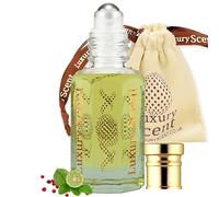 Perfume Oil Blue Leather Roll-On 12ml - Spicy Musky Arabian Attar with Bergamot, Grapefruit, Pink Pepper, Tobacco & Vetiver - Long-Lasting Unisex Premium Fragrance by Luxury Scent