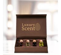 Perfume Oil Eid Ul Adha Collection Gift Set - 4×6ml Roll-On Premium Quality Fragrances by Luxury Scent - Oud Extreme, Royal Nights, Eternal dream & Amber Oud Gold in Luxury Gift Box
