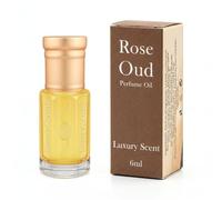 Perfume Oil Rose Oud 6ml Roll-On Attar - Long Lasting Alcohol-Free Arabian Fragrance with Woody, Rosy & Leathery Notes, Unisex Travel Size Essential Oil for Men & Women