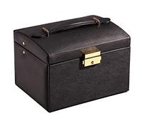 Perfume Organiser Fashion Exquisite Three Layers PU Leather Cosmetic Case with Lock and Mirror Travel Jewelry Shelf Storage Gift Box Vanity(C)