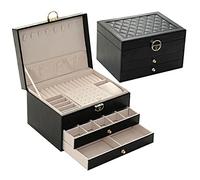 Perfume Organiser Large Capacity 3 Tier Leather Jewelry Box Shelf Cosmetic Storage Necklace Earring Ring Women Gifts Vanity(A)