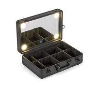 Perfume Organiser Makeup Artist Suitcase Professional Beauty Nail Box with Mirror LED Light Travel Cosmetics Storage Organizer Tool Vanity(M-44 cm/17.32 inch)