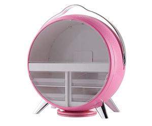 Perfume Organiser Portable Makeup Storage Box Skincare Mirror with Light Cosmetics Display Stand for Bathroom Bedroom Dresser Vanity(B)