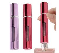 Perfume Refillable Bottle,2 Pcs 10ml Refillable Leak-Proof Travel Spray Bottle with Easy Bottom-Fill Design,Compact & Durable Metal Perfume Dispenser for Gym,Travel,and Daily Carry for Women & Men (2)