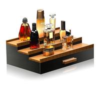 Perfume Stand, 12.6x8.7x4.1 Inch Wooden Perfume Organizer, 3 Tier Elevated Cologne Organizer with Compartment Drawers, Portable Cologne Stand for Living Room Dresser, Gifts