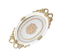 Perfume Tray Retro Resin Storage Tray Creative Relief Mirror Fruit Plate Wedding Dessert Table Home Decor Jewelry(WHITE)