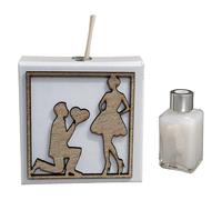Perfumer Diffuser in Love in Artificial Leather Personalized with Wooden Applique, Wedding Favors, Communion, Graduation Anniversaries and Useful Gifts, Original (Natural Wood)