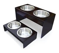 PerFusion Bamboo Raised Feeder Elevated Dog Bowls, Cat Bowls, Food and Water Bowls Aid Digestion Anti Slip Feeder - Brown - Tall
